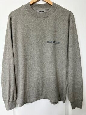 Essentials Grey Long Sleeve Crewneck T-Shirt